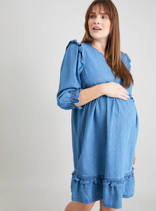 Buy MATERNITY Blue Denim Short Ruffle Dress 20 Dresses Tu