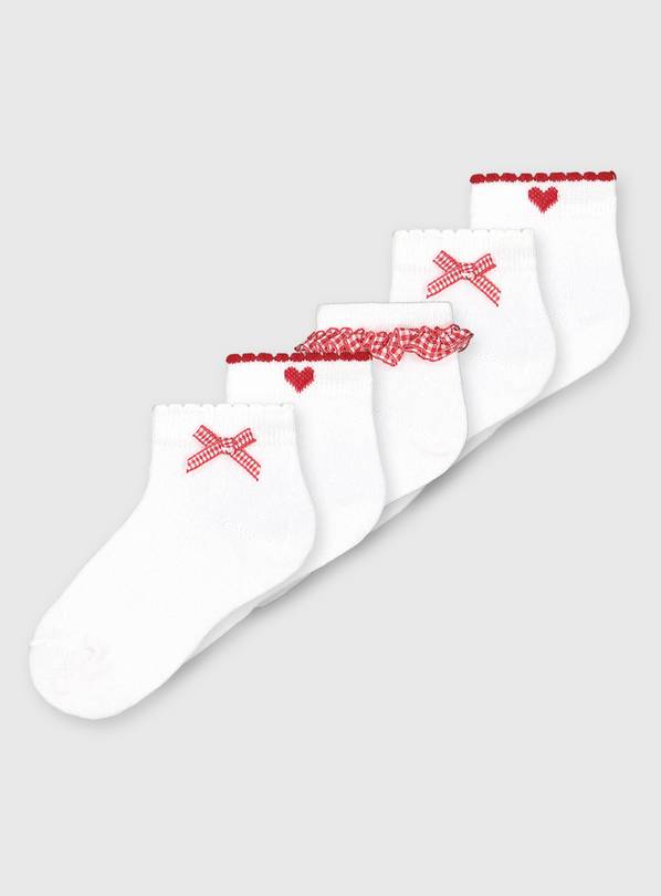 Red Gingham Socks 5 Pack - 4-5.5