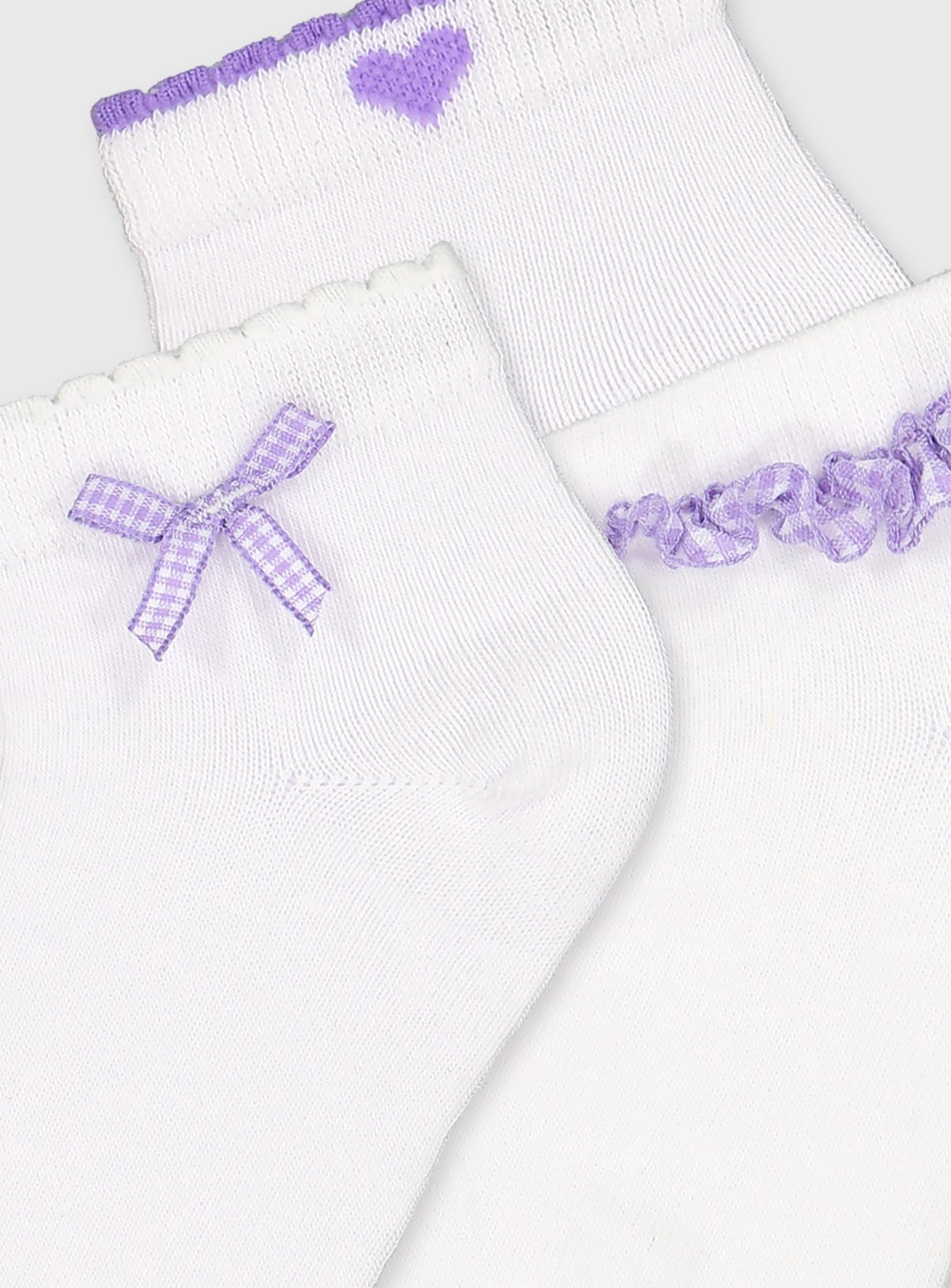 Lilac Gingham Socks 5 Pack 12.5-3.5 - Image 2 thumbnail