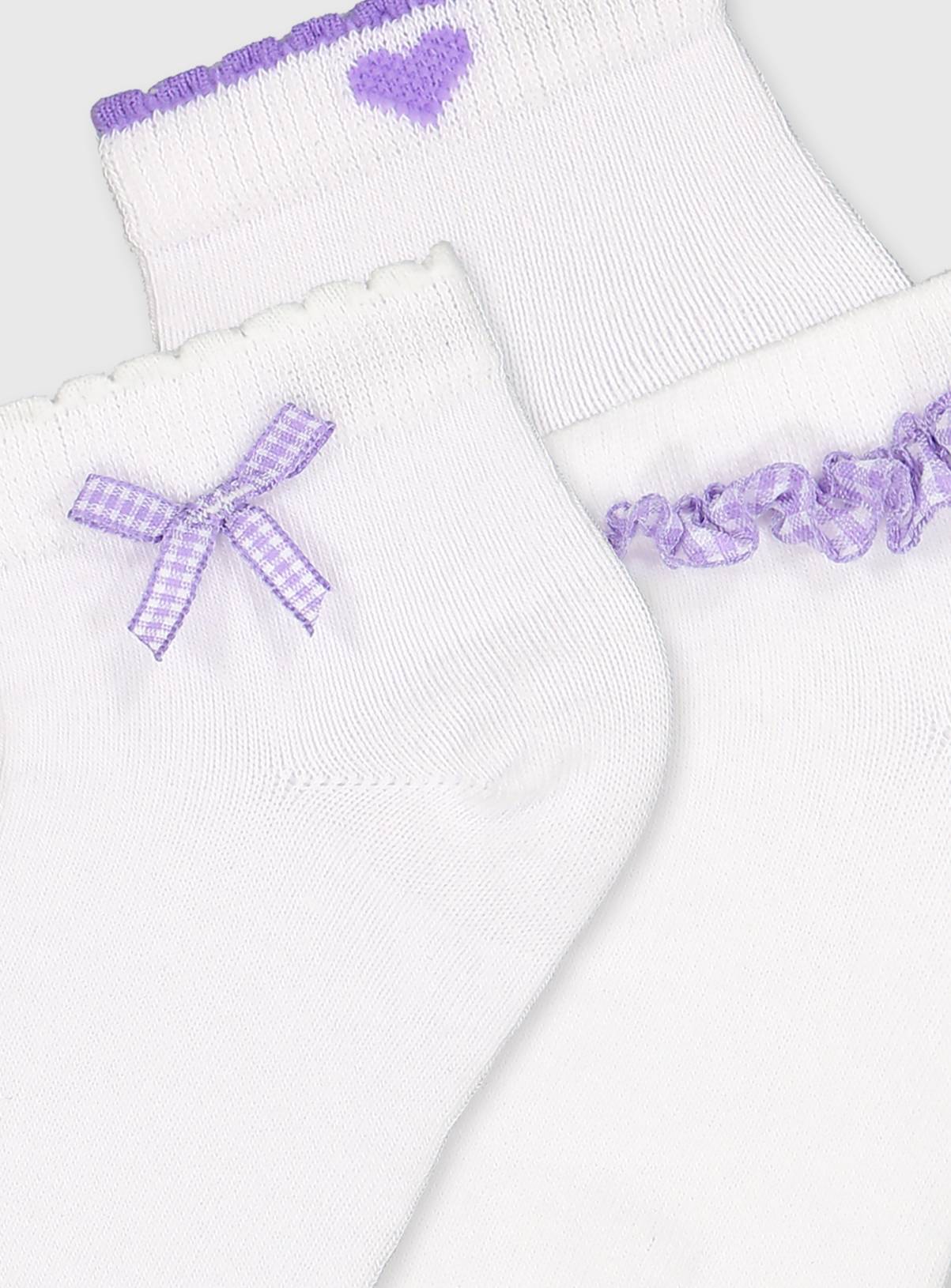 Lilac Gingham Socks 5 Pack 12.5-3.5 - Image 2