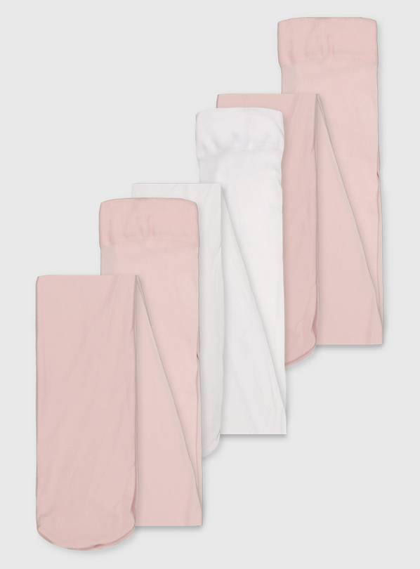 Buy Pink & Cream Opaque Tights 3 Pack 3-4 years