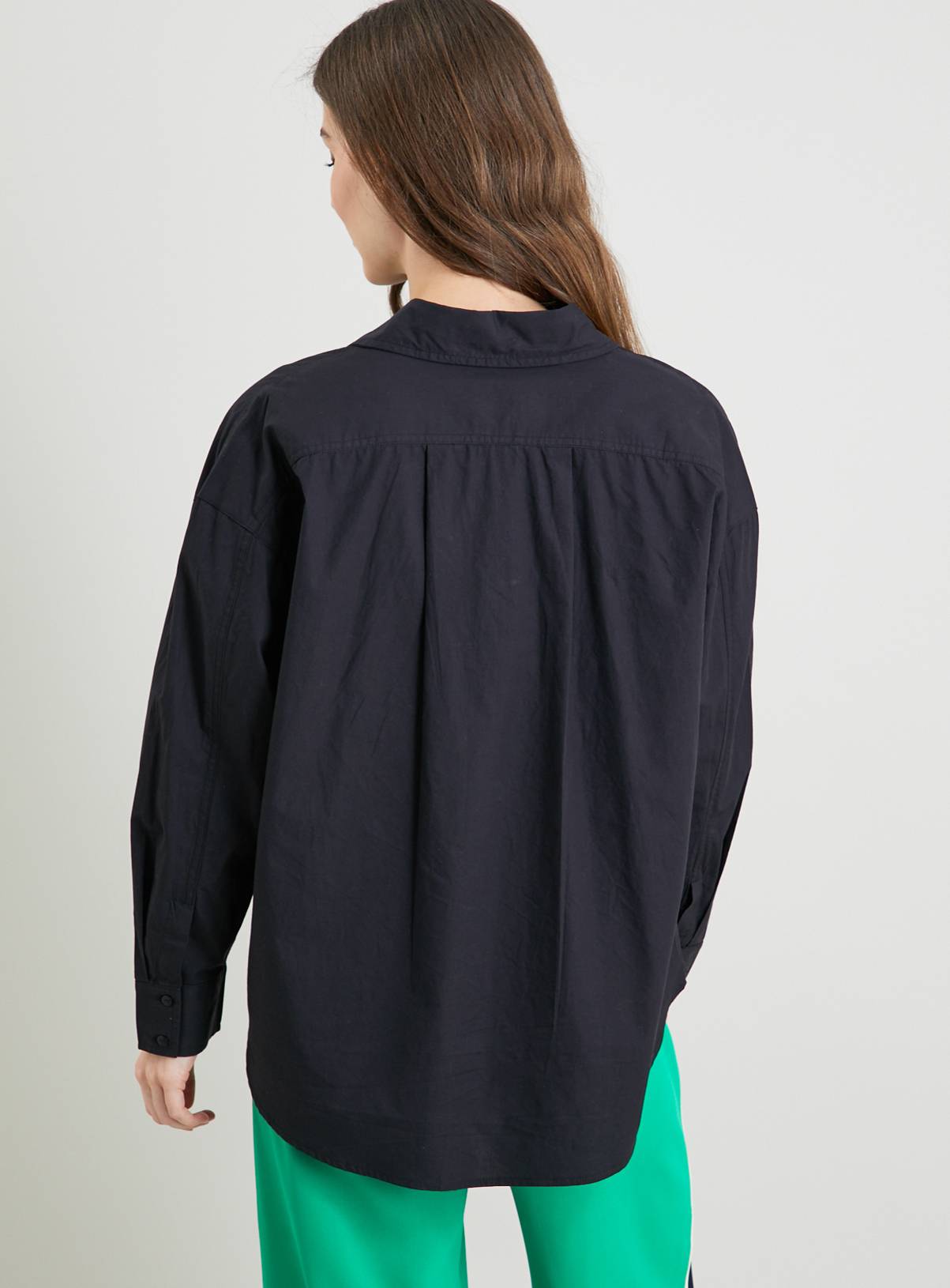 Black Oversized Poplin Shirt - 10 - Image 4