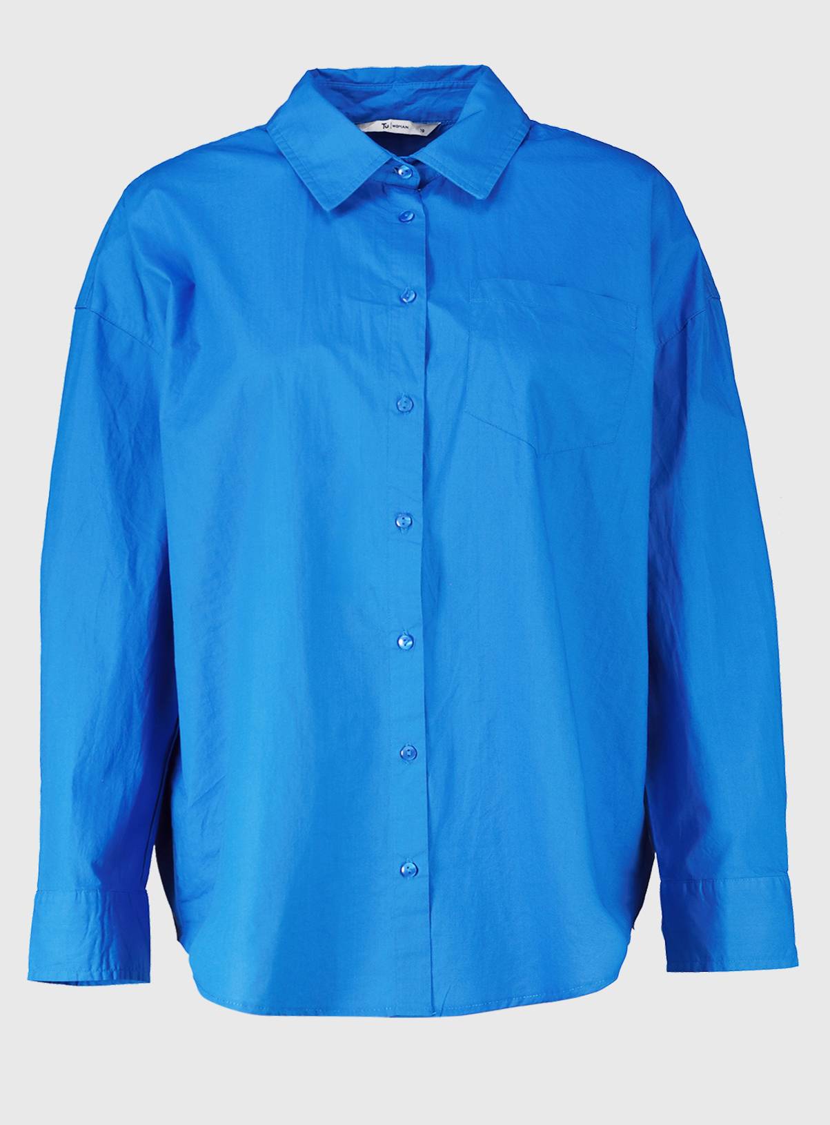 Cobalt Blue Oversized Poplin Shirt - 14 - Image 3