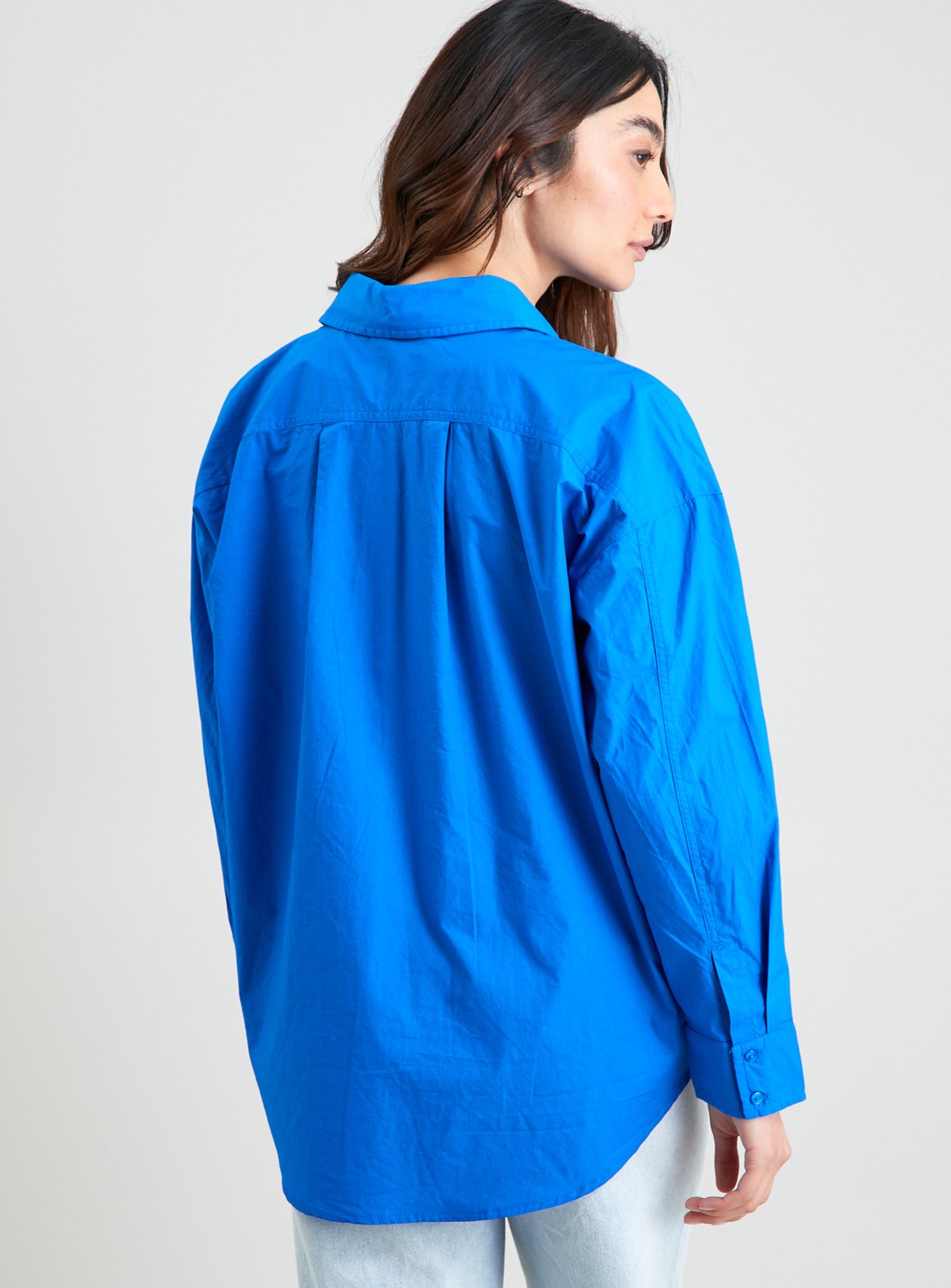 Cobalt Blue Oversized Poplin Shirt - 20 - Image 4 thumbnail
