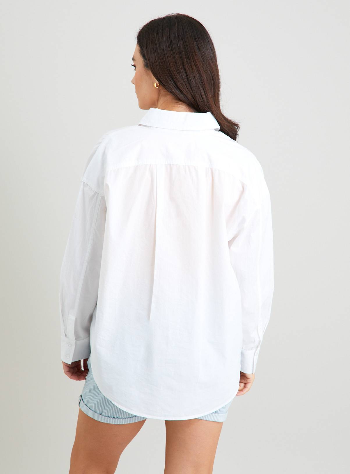White Oversized Poplin Shirt - 12 - Image 4