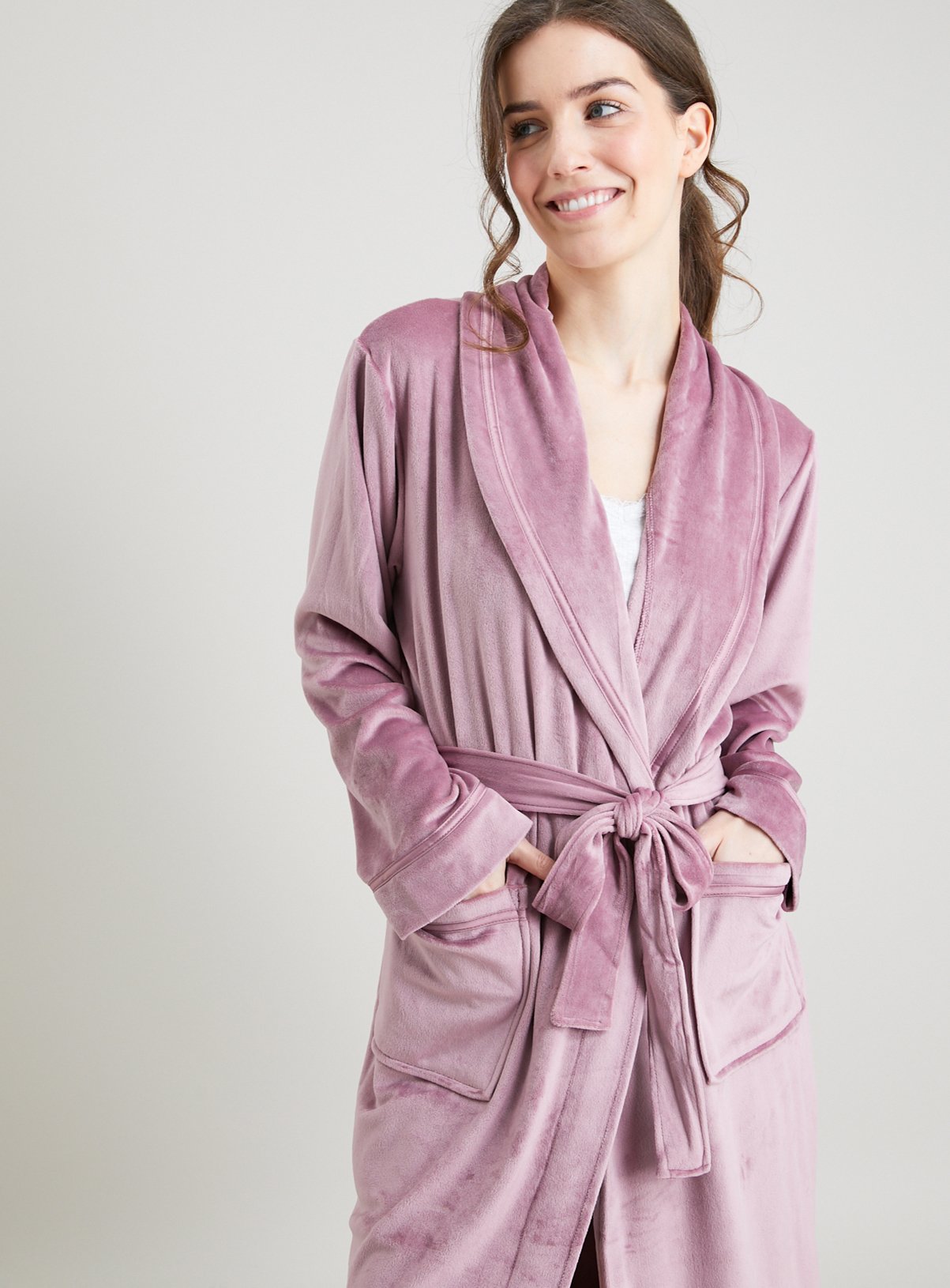 Buy Mauve Velour Dressing Gown - XS | null | Tu