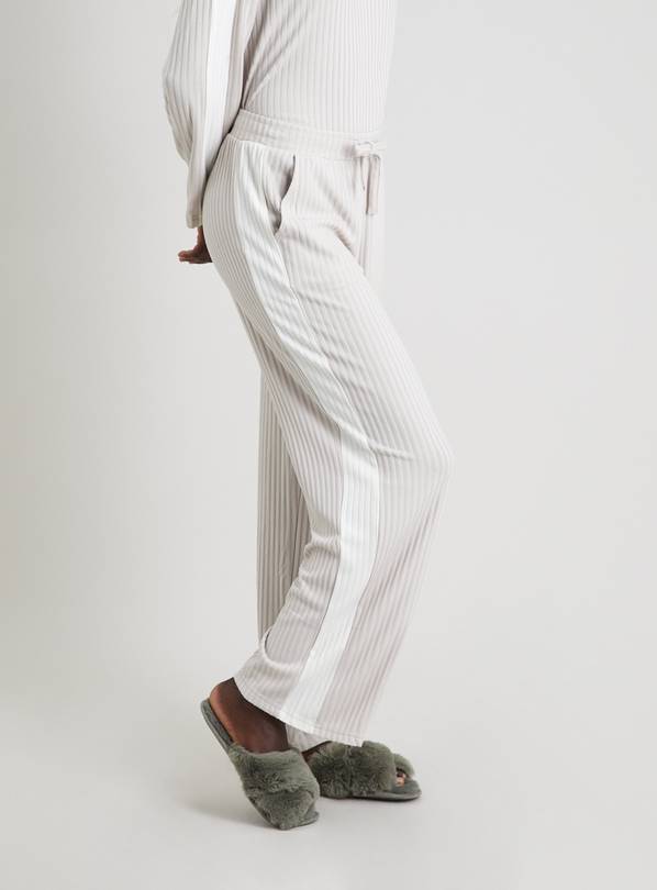 Buy Oatmeal Sporty Stripe Wide Leg Coord Lounge Bottoms - 12 | Pyjamas ...