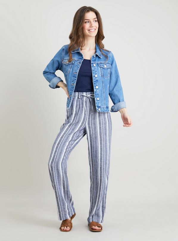 Navy stripe hotsell wide leg trousers