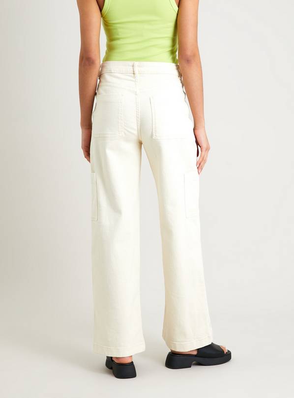 White utility hot sale jeans