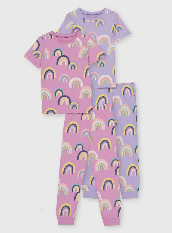 Buy Pink & Purple Rainbow Pyjamas 2 Pack - 6-7 years | Pyjamas | Argos