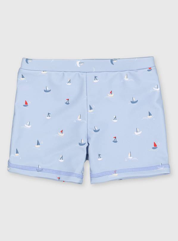 Blue Sailboat Swim Shorts - 9-12 months