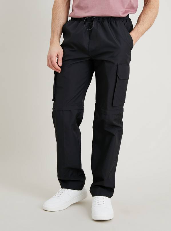 Buy Black Zip-Knee Ripstop Cargo Trousers 34S, Trousers