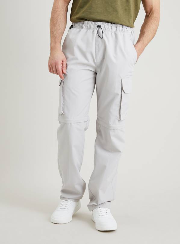 Buy Pale Grey Zip-Knee Ripstop Cargo Trousers 38L, Trousers