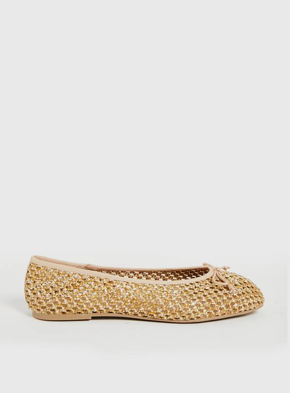 Tan Raffia Ballerina Pumps 4