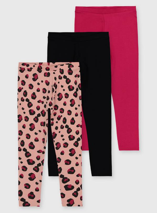 Buy Pink, Black & Leopard Print Leggings 3 Pack - 5 years, Trousers