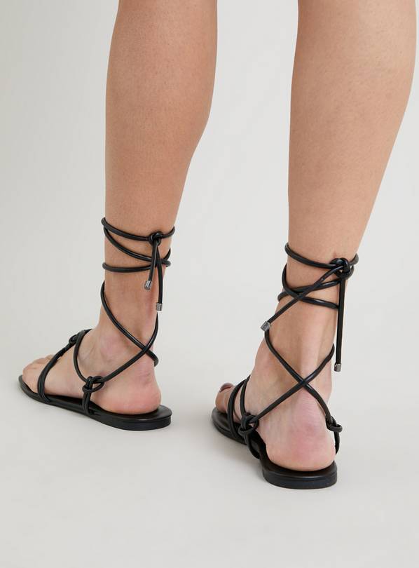 Buy Black Ankle Tie Sandals 4 Sandals Tu