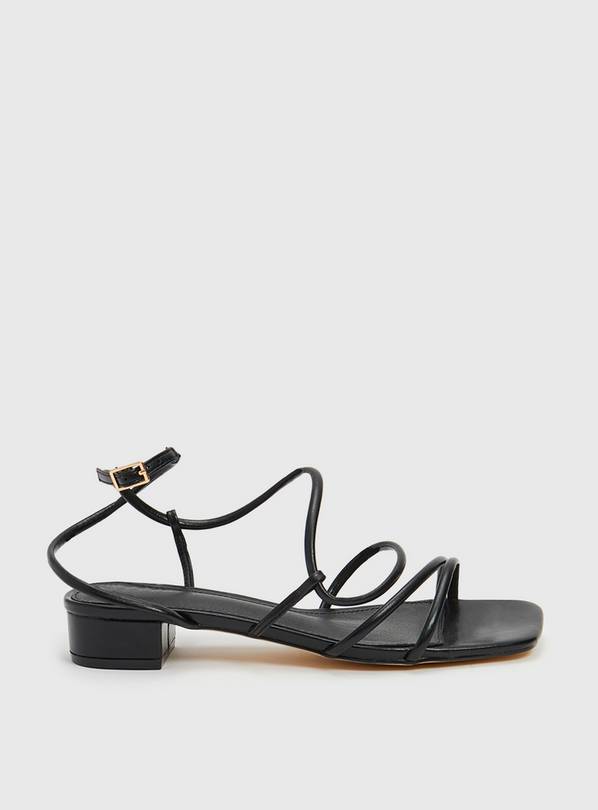 Black Lace Up Strappy Heeled Sandals 4