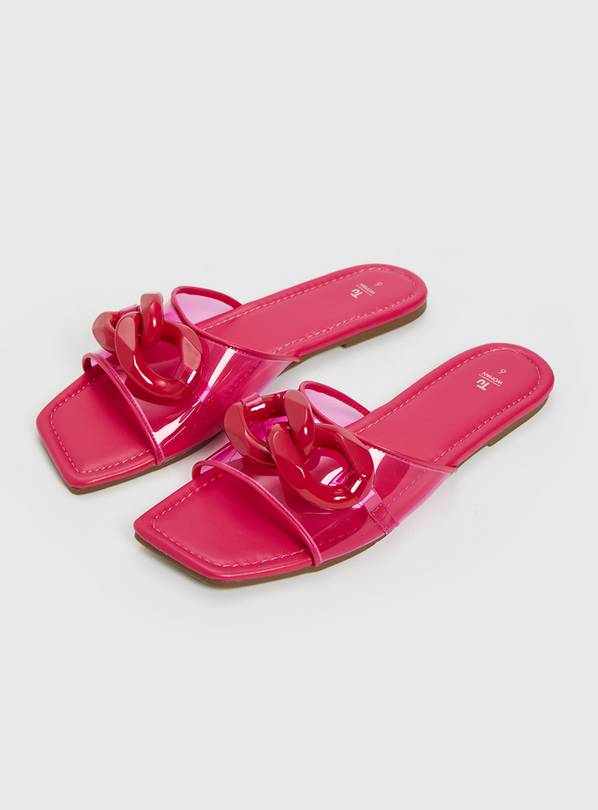 Pink cheap mules flat