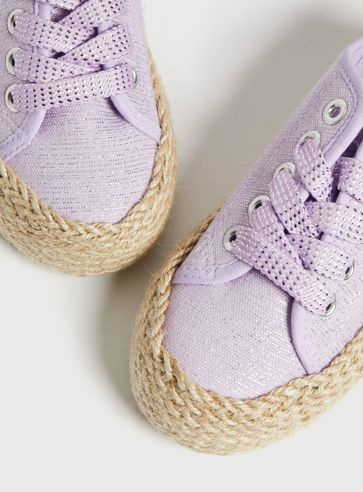 SKU:SS23 APR G2 AA LUREX ESPADRILLE TRAINER:Lilac:10 Infant - Image 3