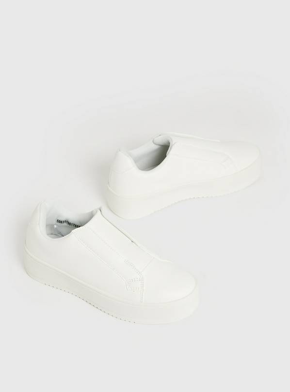 Ladies white leather store slip on trainers