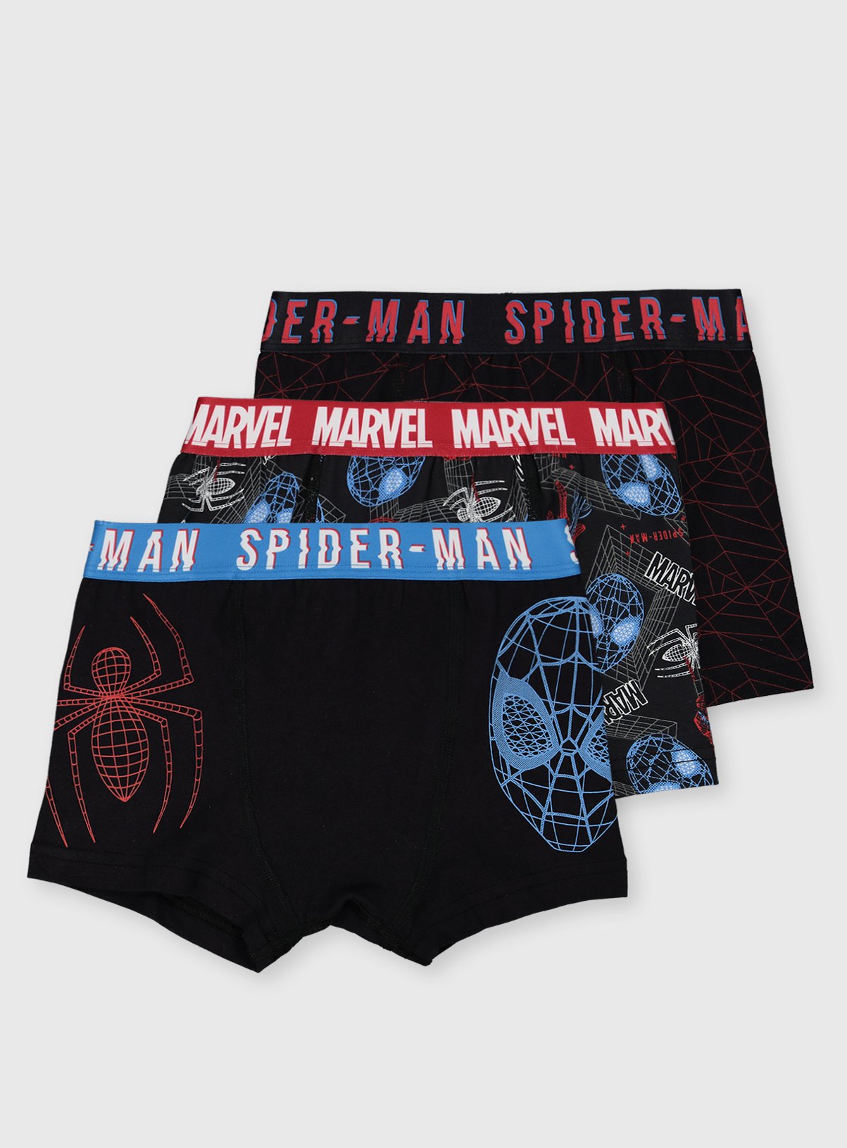 Babyhug Marvel Interlock Knit Trunks with Spiderman Graphics & Stripes Pack of 3 - Multicolor main image 0