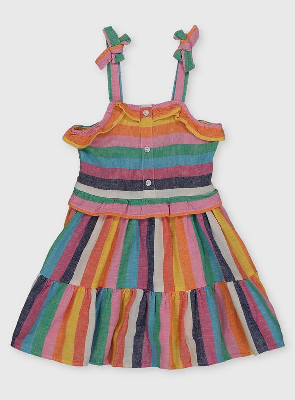 Buy Rainbow Stripe Strappy Dress With Linen - 4-5 Years 