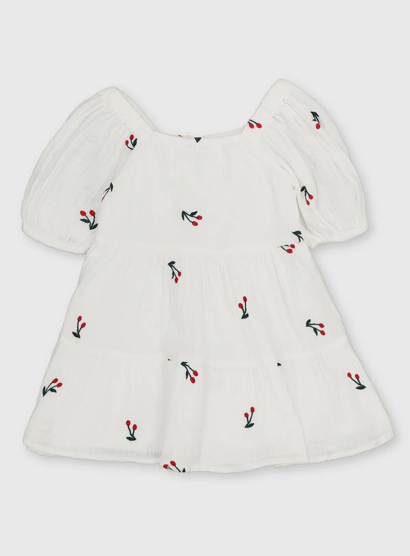 Buy White Cheesecloth Embroidered Cherry Dress 45 years