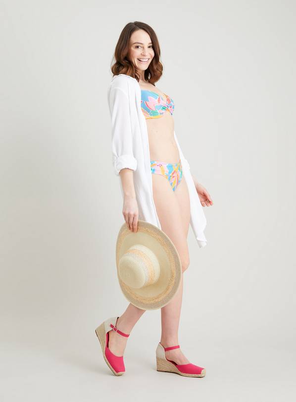 Buy Teal Floral Plunge Moulded Bikini Top - 34DD, Bikinis and tankinis