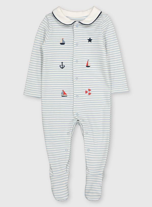 Blue Stripe Nautical Sleepsuit - Newborn