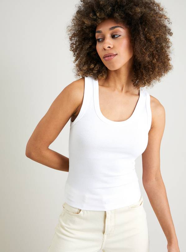 White Classic Ribbed Vest Top 10