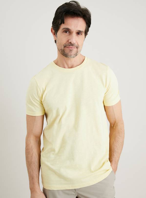 Buy Pastel Yellow Cotton Slub Regular Fit TShirt XL Tshirts and