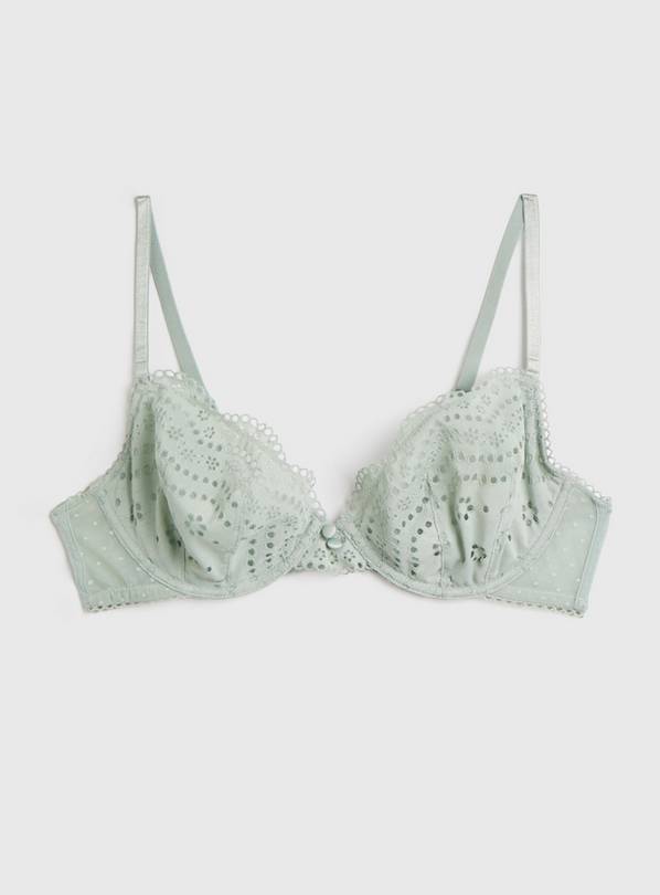 Buy A-GG Sage Green Broderie Full Cup Non Padded Bra 40B, Bras