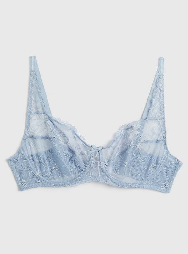 Buy A-GG Pastel Blue Recycled Lace Full Cup Non Padded Bra - 34C