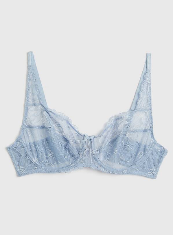 Buy A-GG Pastel Blue Recycled Lace Full Cup Non Padded Bra - 38D