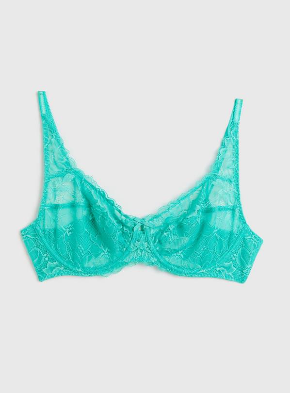 Buy A-GG Turquoise Supersoft Lace Full Cup Padded Bra - 32D, Bras