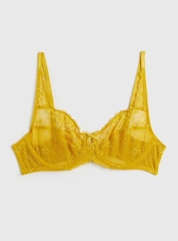 Buy A-GG Yellow Recycled Lace Full Cup Non Padded Bra - 36GG | Bras | Argos