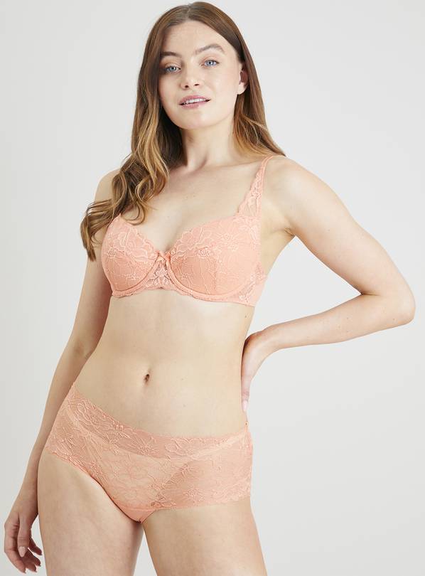 Buy A-GG Pink Supersoft Lace Full Cup Padded Bra - 34D