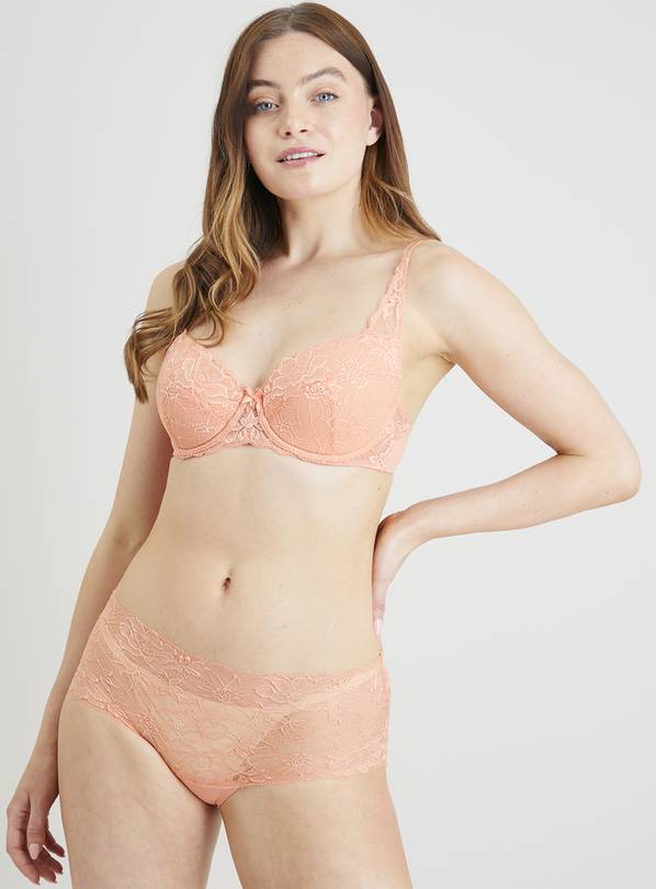 Buy DD+ Pink Lace Underwired Full Cup Bra - 38F, Bras