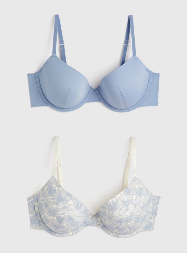 Buy A-GG Blue Floral Underwired T-Shirt Bra 2 Pack 38F, Bras
