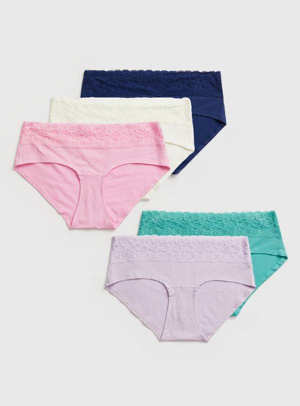 Buy Pastel Comfort Lace Knicker Shorts 5 Pack - 18 | Knickers | Argos