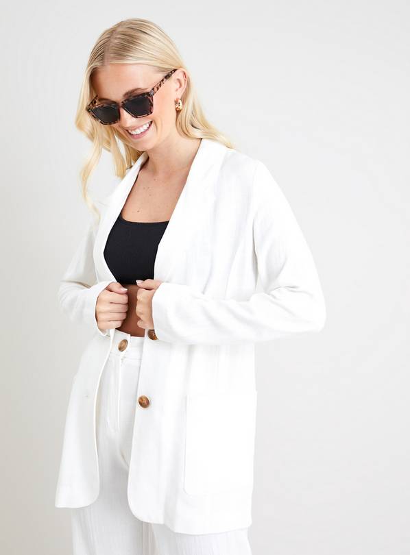 Buy White Blazer with Linen 10 18 Blazers Tu