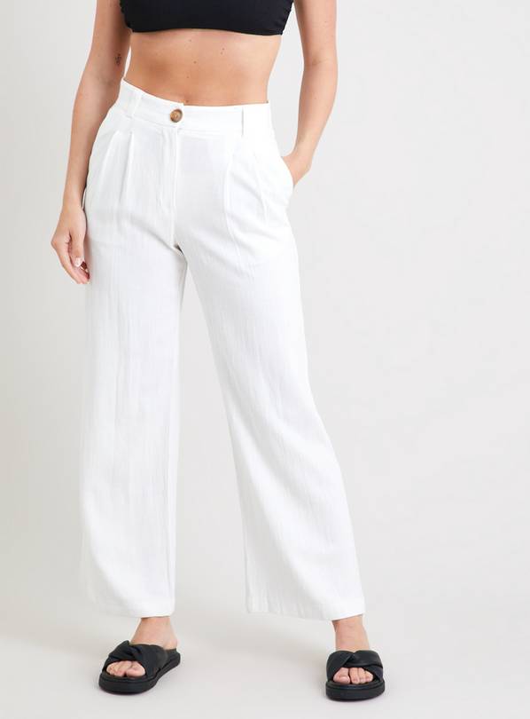 White linen best sale high waisted pants