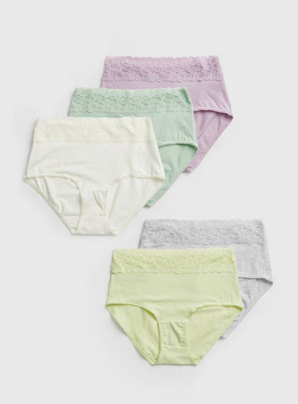 Pale Pastel Comfort Lace Full Knickers 5 Pack 18