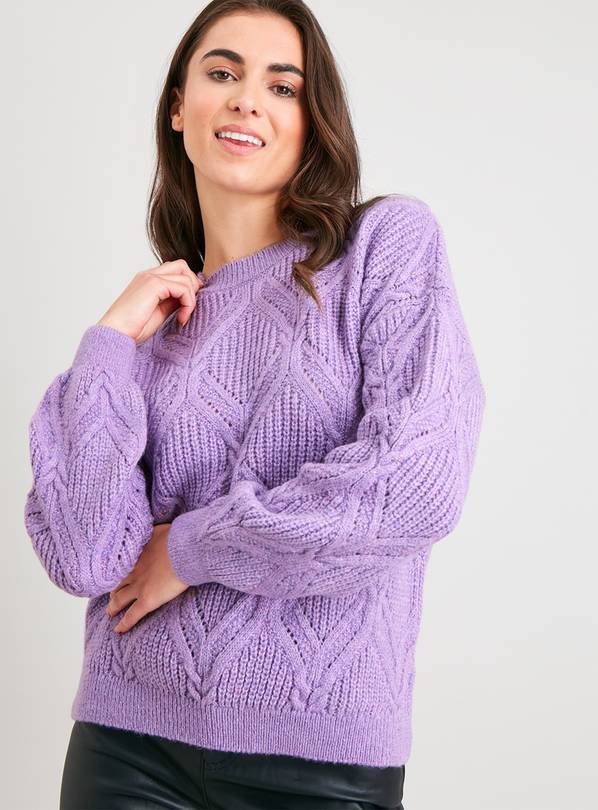 Buy Lilac Diamond Cable Jumper - 24 | Jumpers | Argos