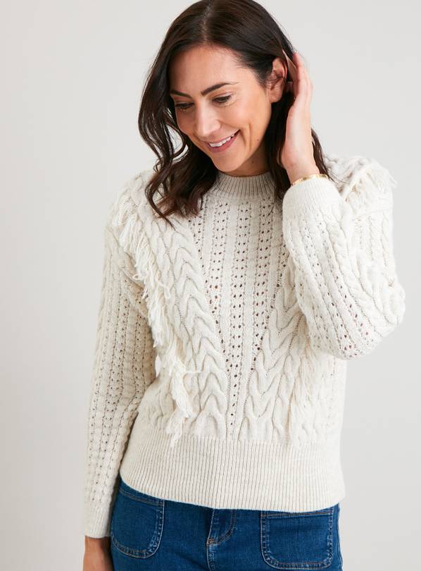 Buy Cream Fringe Cable Jumper 12 Jumpers Argos