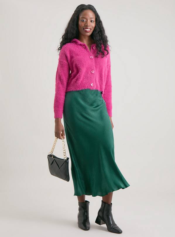 Green satin maxi clearance skirt