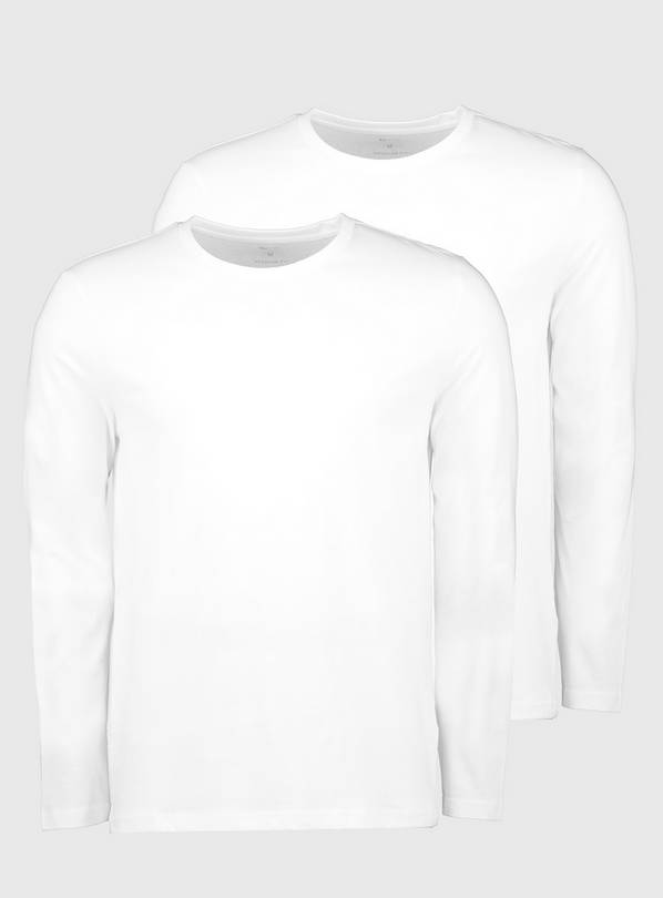 White Long Sleeve T-Shirts 2 Pack M