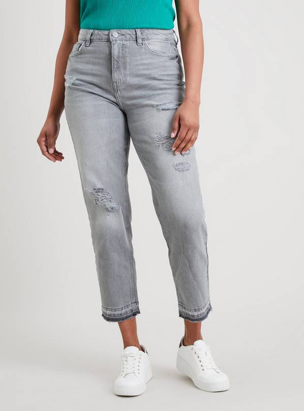 Grey wash mom store jeans