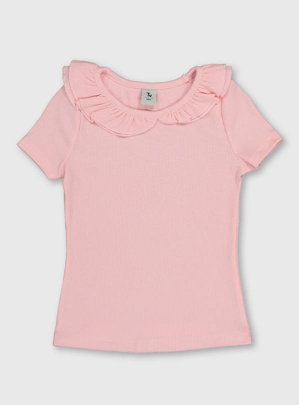 Pink Frill Collar Ribbed T-Shirt - 1-1.5 years