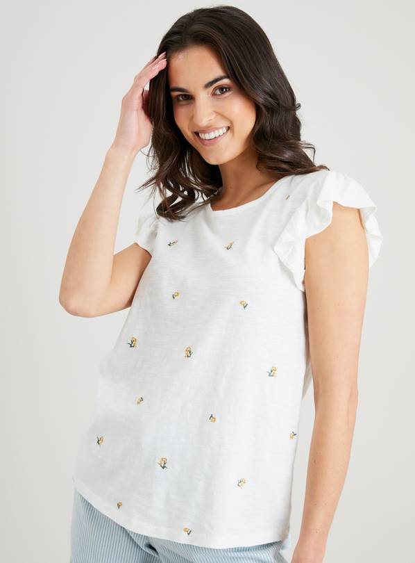 white frill t shirt